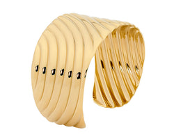 Stainless Steel Wave Feature Cuff w/ IP Gold Plating