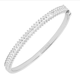 Ss Wh Cz Claw Set 2X4mm Baguette Bangle