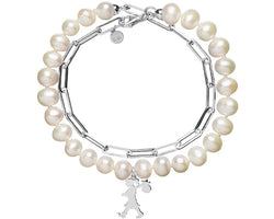 Sterling Silver Girl With The Pearls And Chain Bracelet
