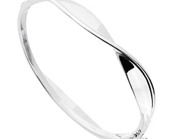 3-10Mm Wide Hinged Silver Bangle With Twist Top, 50X60mm Id, Safety Catch, Antitarnish