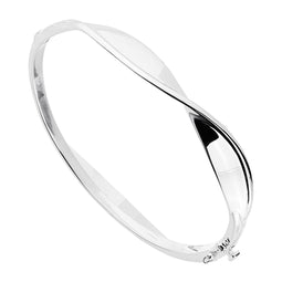 3-10Mm Wide Hinged Silver Bangle With Twist Top, 50X60mm Id, Safety Catch, Antitarnish