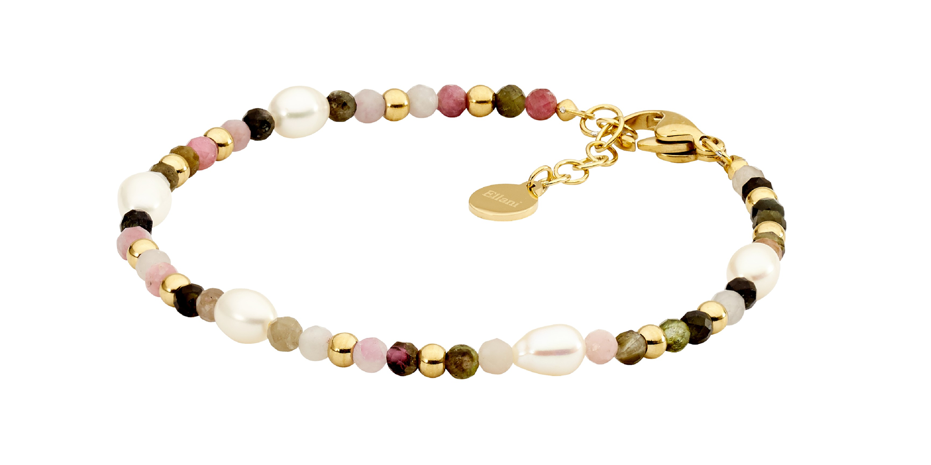 Stainless Steel Tourmaline & Freshwater Pearl 17.5Cm Bracelet