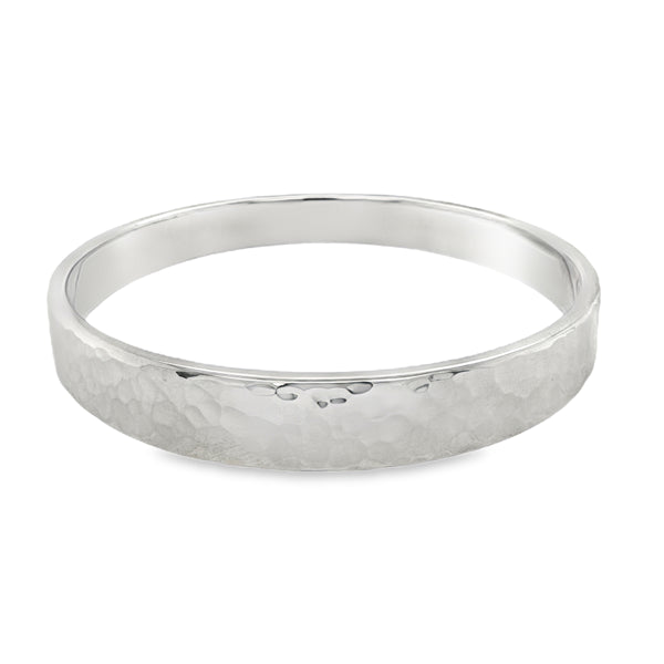 Sterling Silver Handmade Hammered Bangle 9.5mm Wide