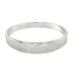 Sterling Silver Handmade Hammered Bangle 9.5mm Wide