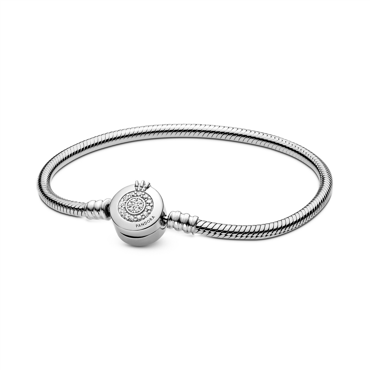 Snake Chain Silver Bracelet W Crown O Clasp W Cz Size 21