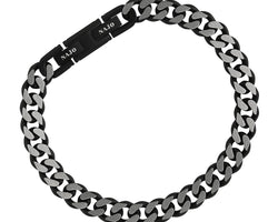 Mens 8.5mm Wide Brushed Stainless Steel Flat Curb Bracelet