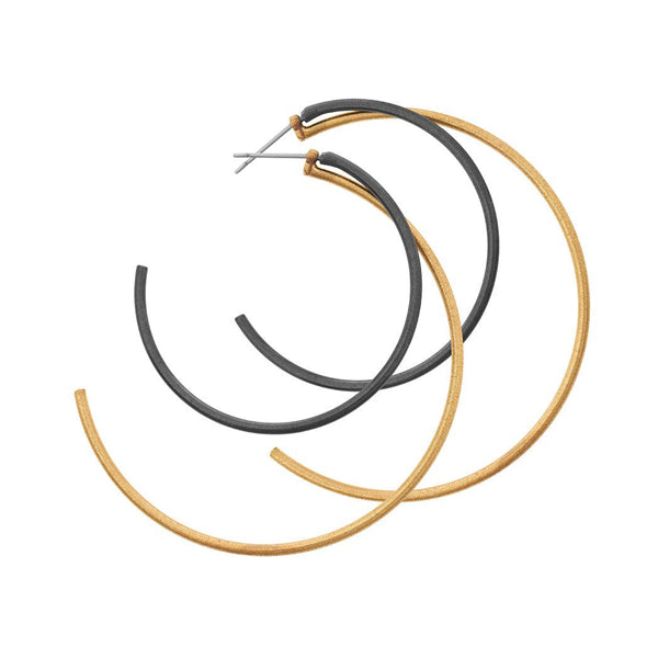 Tara Double Hoop Gold/Hematite Ion Earrings
