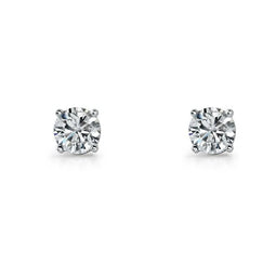 Sterling Silver Round Brilliant Cut White Cz Stud Earrings