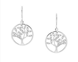 Ellani Tree of Life Earrings With Cz