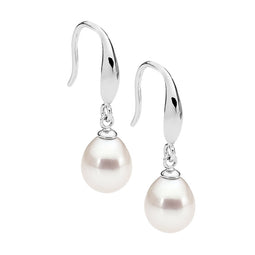 Ellani Silver Freshwater Pearl Drop Earrings