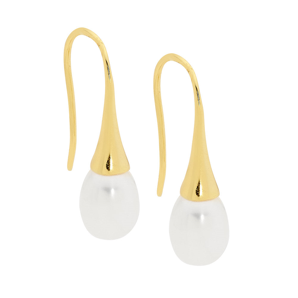 Yellow Gold Plated Freshwater Pearl On Hook