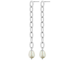 Audrey Link Rhodium Ion Plated 5.5Cm Earrings With Surgical Steel Posts