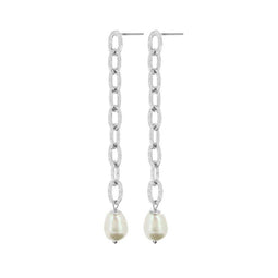 Audrey Link Rhodium Ion Plated 5.5Cm Earrings With Surgical Steel Posts