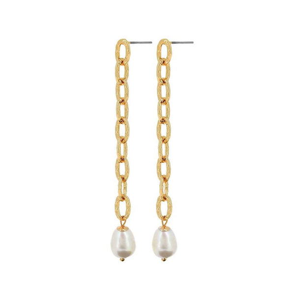 Audrey Link Gold Ion Plated 5.5Cm Earrings With Surgical Steel Posts