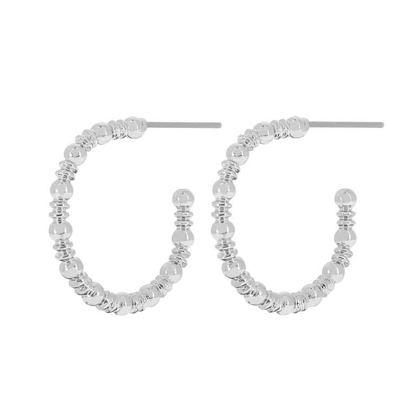 Bubble Mini Dot Hoop Rhodium Ion Plated 2.5Cm Earrings With Surgical Steel Posts
