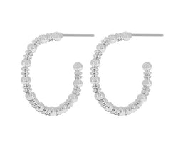 Bubble Mini Dot Hoop Rhodium Ion Plated 2.5Cm Earrings With Surgical Steel Posts