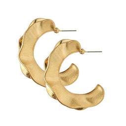 Alaya Hoop Earrings, Gold Colour Electroplated With Surgical Steel 4 Cm