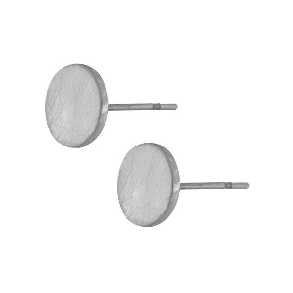 Theia Small Dot Rhodium Ion Plated 0.7Cm Earrings With Surgical Steel Posts