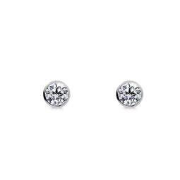 Ellani Silver Stud Earrings With Bezel Set Cz