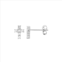 CZ Claw Set Small Cross Stud Earrings