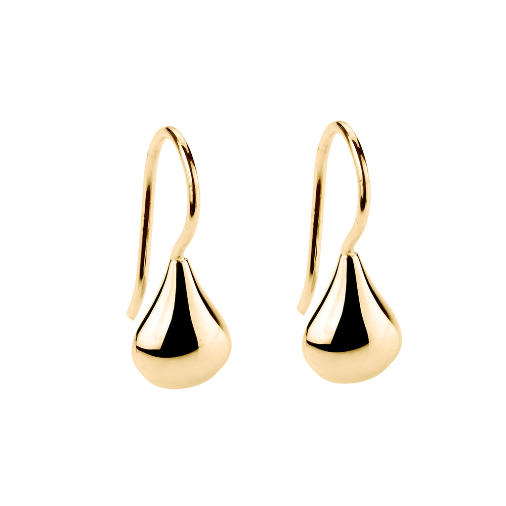 8X18mm Yellow Gold (14K 1Mc) Plated Silver Teardrop On Fixed Hook, Antitarnish