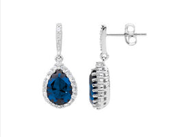 Ellani Sterling Silver London Blue Earrings