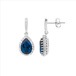 Ellani Sterling Silver London Blue Earrings