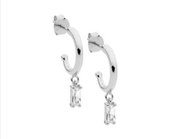 Ellani Sterling Silver Hoop Earrings With Cz