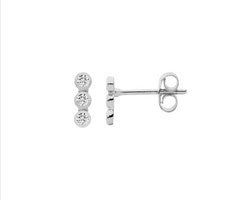 Ellani Sterling Silver Bezel Set Cz Stud Earrings