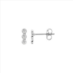 Ellani Sterling Silver Bezel Set Cz Stud Earrings