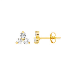 Ellani Gold Plated Claw Set Stud Earrings