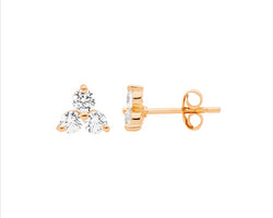 Ellani Rose Gold Plated Claw Set Stud Earrings