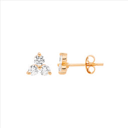 Ellani Rose Gold Plated Claw Set Stud Earrings