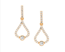 Ellani Rose Gold Plated Open Tear Drop Bezel Set Cz Earrings