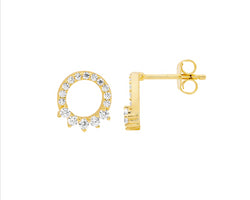 Ellani Gold Plated Open Stud Earrings With 5x Cz Feature