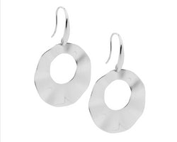 Ellani Stainless Steel Open Wave Disk Drop Earrings