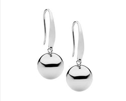 Ellani Stainless Steel Drop Ball Hook Earrings