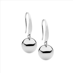Ellani Stainless Steel Drop Ball Hook Earrings