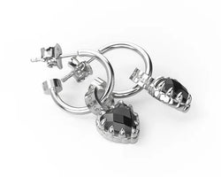 Love Anchor Earrings Onyx Sterling Silver