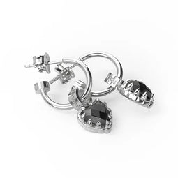 Love Anchor Earrings Onyx Sterling Silver