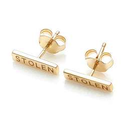 Tiny Stolen Bar Earrings - Gold Plated