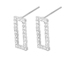 Shimmer Long Rhodium Ion Plated 1.5Cm Cz Earrings With Surgical Steel Posts