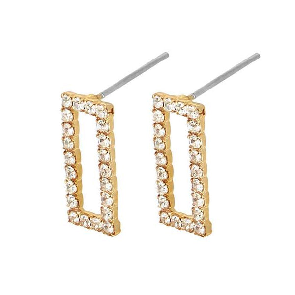 Shimmer Long Gold Ion Plated 1.5Cm Cz Earrings With Surgical Steel Posts