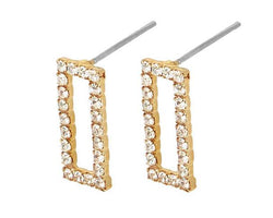 Shimmer Long Gold Ion Plated 1.5Cm Cz Earrings With Surgical Steel Posts