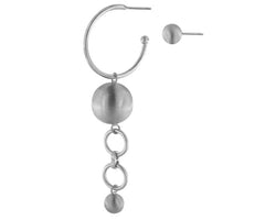 Tabitha Double Mismatch Rhodium Ion Plated 2.5Cm & 7.5Cm Earrings With Surgical Steel Posts