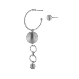 Tabitha Double Mismatch Rhodium Ion Plated 2.5Cm & 7.5Cm Earrings With Surgical Steel Posts