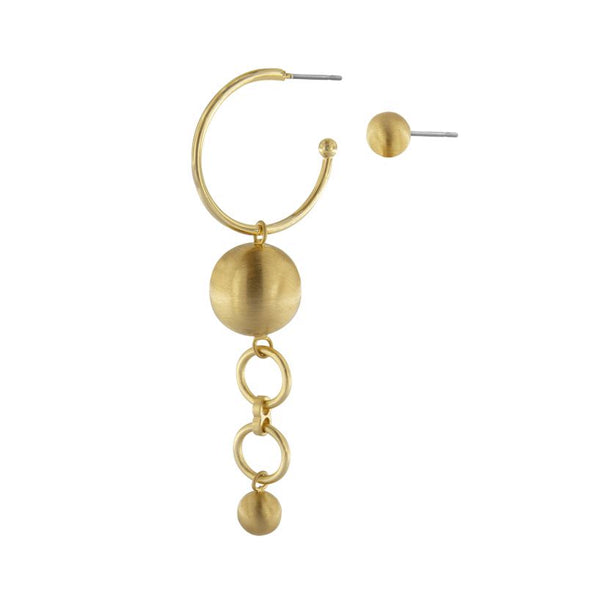 Tabitha Double Mismatch Gold Ion Plated 2.5Cm & 7.5Cm Earrings With Surgical Steel Posts