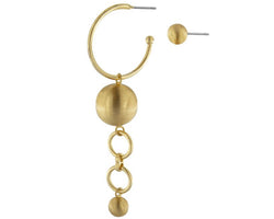 Tabitha Double Mismatch Gold Ion Plated 2.5Cm & 7.5Cm Earrings With Surgical Steel Posts