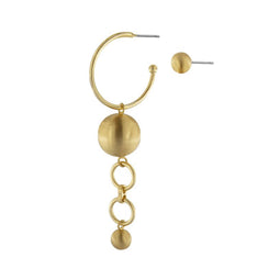 Tabitha Double Mismatch Gold Ion Plated 2.5Cm & 7.5Cm Earrings With Surgical Steel Posts