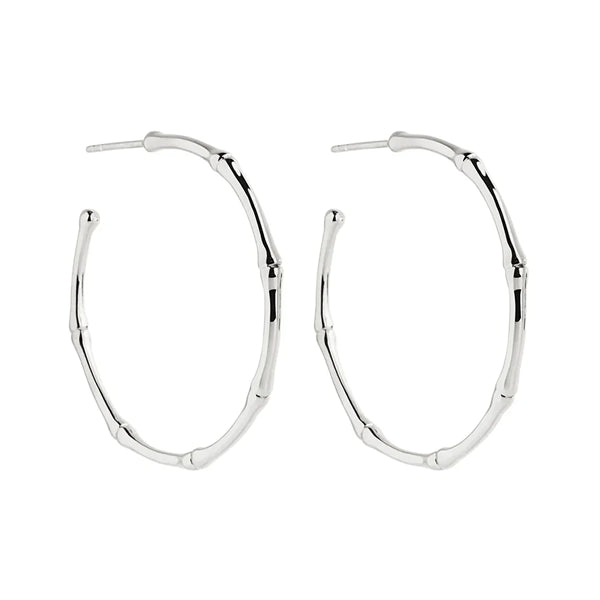 Silver Bamboo Stud Hoop, Antitarnish